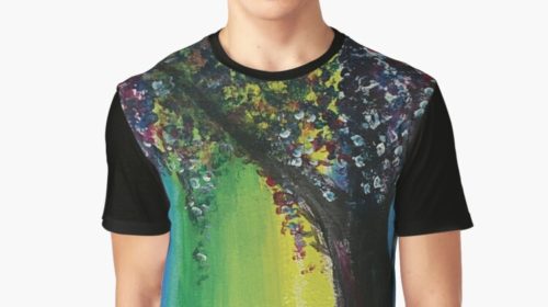 Willow tree graphic t-shirt design on a man