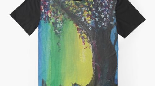 Willow tree design on a graphic t-shirt