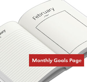 There is a page for monthly goals at the beginning of each month.
